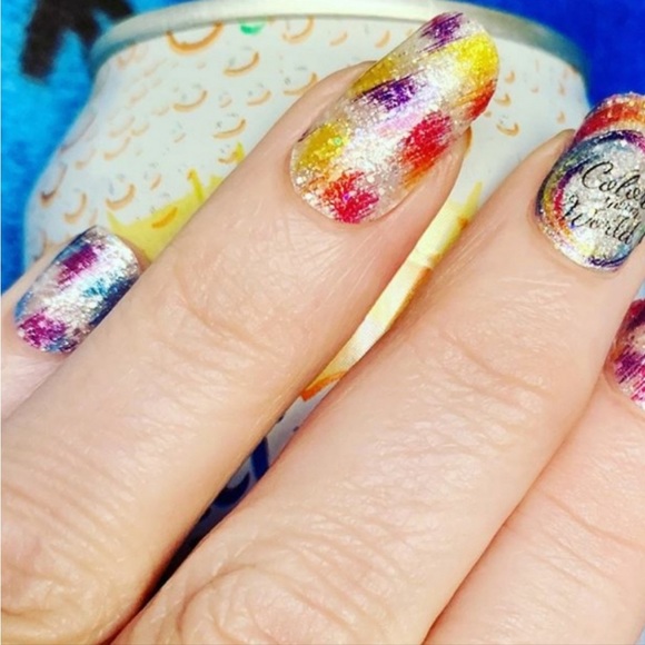 *Exclusive, HTF* Color Street: Color Your World | Silver Tie-Dye Blue Purple - Picture 2 of 5